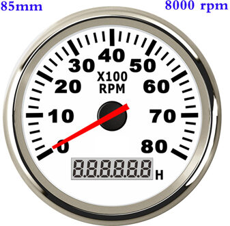 6000 Rpm 8000 Rpm Boot Toerenteller Sensor Tacho Urenteller Gauge Lcd Urenteller 12V/24V 85Mm auto Toerenteller Voor Marine Accessoires 8000rpm WS