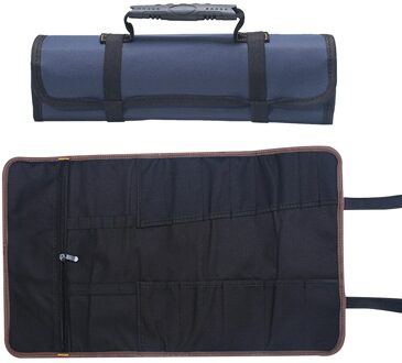 600D Oxford Doek Zakken Vouwen Kits Roll Opbergzakken Draagbare Multi Pocke Auto Hand Repareren Tool Case Handgrepen Toolkit Organiseren donker blauw