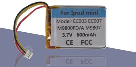 600Mah EC007 EC003 Batterij Voor Ipod Mini 4Gb M9800FD/Een M9806X/Een Mini 6Gb M9807 m9802 Accumualtor Akku