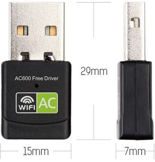 600Mbps Driver-free Wireless Network Card 2.4GHz+5GHz Dual-band USB Wireless Network Card USB WiFi Adapter for PC Laptop