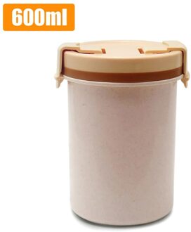 600Ml Draagbare Voedsel Thermos Bento Box Magnetron Servies Voedsel Opslag Container Verdikte Grote Lekvrije Soep Beker Met Deksel wit