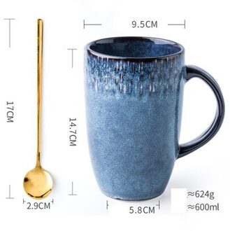 600Ml Europa Retro Keramische Mok Met Lepel Koffie Creatieve Kantoor Kantoor Thee Drinken Drinkware Koppels B