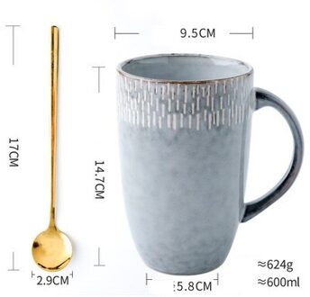 600Ml Europa Retro Keramische Mok Met Lepel Koffie Creatieve Kantoor Kantoor Thee Drinken Drinkware Koppels