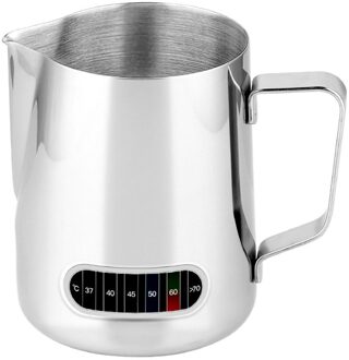 600Ml Rvs Opschuimen Koffie Pitcher Pull Bloem Cup Espresso Kopjes Latte Art Melk Opschuimen Kruik Met Thermometer Sticker
