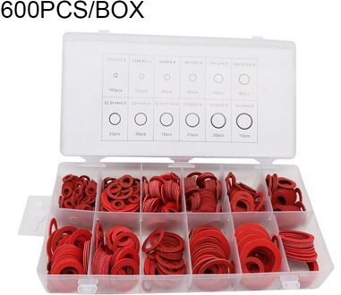 600Pcs 12 Maten Rood Staal Papier Fiber Platte Washer Kit Isolatie Wasmachine Pakking Nut & Bolt Set Platte Ring seal Assortiment Kit A-600stk