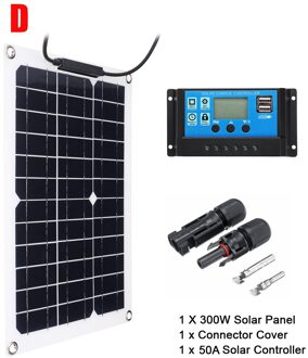 600W 300W Zonnepaneel Kit Sun Power Zonnecellen Bank Pack W/ Connector Cover Solar Controller IP65 voor Telefoon Auto Rv Boot Charger 300W 50A controleur