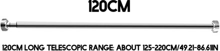 60Cm-150Cm Verstelbare Douchegordijn Staaf Gordijn Pole Veerspanning Staaf Rail Voor Kleding/Handdoeken/gordijnen Rvs 120cm