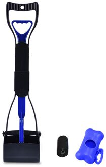 60Cm Lengte Pet Pooper Scooper Lange Handvat Hond Kat Afval Picker Kaak Kak Scoop Pick Up Clean Afval Schoonmaken gereedschap blauw