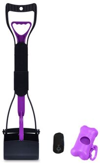 60Cm Lengte Pet Pooper Scooper Lange Handvat Hond Kat Afval Picker Kaak Kak Scoop Pick Up Clean Afval Schoonmaken gereedschap paars