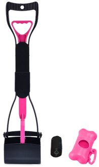60Cm Lengte Pet Pooper Scooper Lange Handvat Hond Kat Afval Picker Kaak Kak Scoop Pick Up Clean Afval Schoonmaken gereedschap roze
