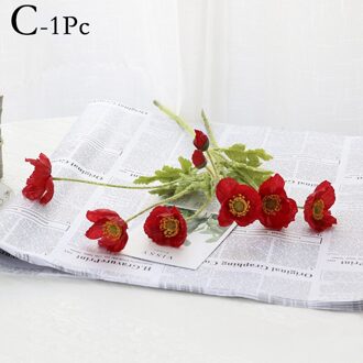 60Cm Simulatie 3 Heads Klaprozen Bloem Bruiloft Decoratie Kunstmatige Nep Bloemen High-End Thuis Woonkamer tuin