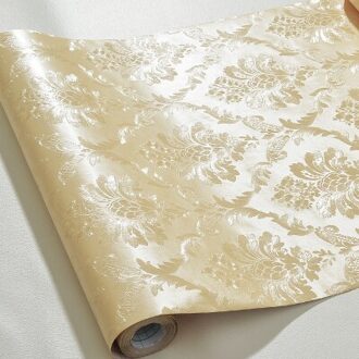 60Cm X 5M Vinyl Zelfklevende Behang Home Decor Bloemen Wandbekleding Voor Woonkamer Slaapkamer Achtergrond Waterdichte Muur stickers Beige