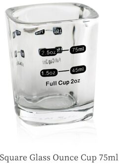 60Ml/75Ml Vierkante Verdikte Espresso Koffie Beker Glas Onskop Onskop Afgestudeerd Maatbeker Geconcentreerd Cup