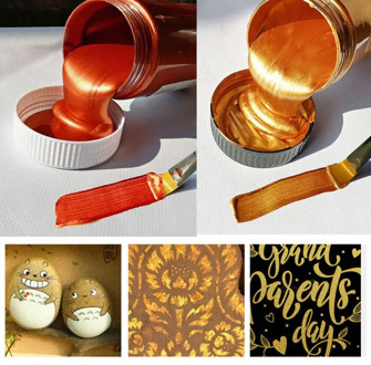 60ml Gold Paint Metallic Acrylic Paint with brush,waterproof Statuary Coloring DIY Hand Clothes Painted Graffiti Pigments