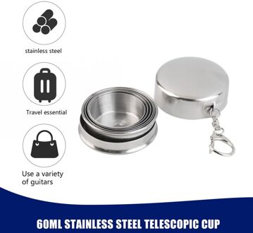 60Ml Rvs Telescopische Cup Portable Outdoor Travel Camping Folding Cup Met Deksel Thuis Drinkware Accessoires