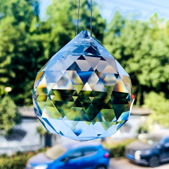 60MM Chandelier Clear Glass Crystal Ball Lamp Prism Pendant Fengshui Suncatcher Faceted Hanging Ornament