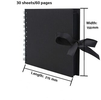 60Pages Fotoalbums Diy Craft Album Scrapbooking Foto Opslag Voor Bruiloft Verjaardag Foto Boeken 21.5x15cm zwart