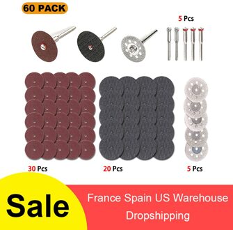 60Pc Diamantdoorslijpschijven Schuren Slijpschijf Cirkelzaagblad Houtbewerking Metal Dremel Mini Boor Rotary Tool Accessoires