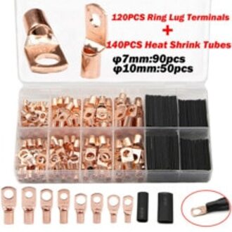 60Pcs/260Pcs & Toepassing Rate Auto Auto Open Vat Koperen Ring Lug Terminals Draad Blote kabel Crimp Wire Connectoren 260stk