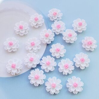 60Pcs Leuke Gemengde Mini Kleine Witte Bloemen Plat Hars Cabochons Scrapbooking Diy Sieraden Craft Decoratie Accessoires H220