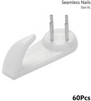 60Pcs Mount Klok Frame Home Decor Multi Functie Wit Foto Muur Haken Naadloze Nail Opknoping Foto Plastic Invisibl Hanger XL