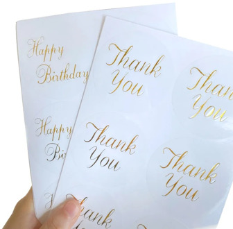 60pcs per pack transparent Sticker Bronzing stamping Round Thank You Happy Wedding Birthday sealing sticker large diameter 6CM