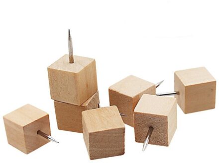 60Pcs Plein Hout Decoratieve Push Pins, Hout Hoofd En Stalen Naald Punt Duim Kopspijkers Voor Foto 'S, kaarten En Kurk Boards