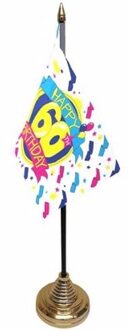 60ste verjaardag tafelvlaggetje - 10 x 15 cm - met standaard - 60 jaar geworden