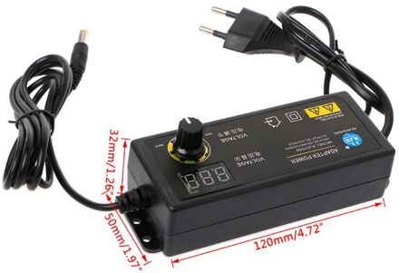 60W 3-24V Verstelbare Adapter Met Scherm Van Spanning DC5.5x2.1/2.5Mm