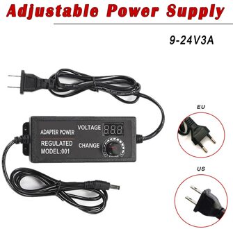 60W Verstelbare Ac 100-240V Naar Dc 9V-24V3A Voeding Met Led Display Voor Led Strip Cctv camera Power Supply Eu Us Plug ons aansluiten
