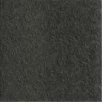 60x 3-laags servetten cameo uni zwart 33 x 33 cm