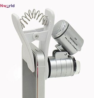 60X Clip-On telefoon Microscoop Vergrootglas met LED/UV Verlichting voor Universal SmartPhones iPhone Samsung HTC Blackberry Nokia