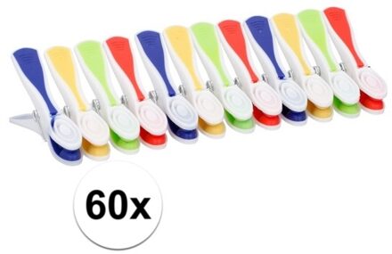 60x Gekleurde wasknijpers kunststof Multi