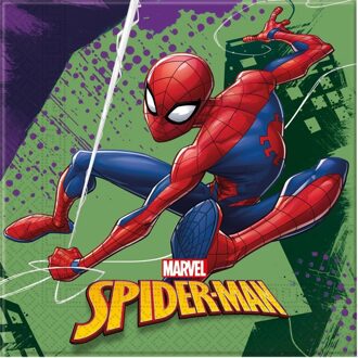 60x Marvel Spiderman Themafeest Servetten 33 X 33 Cm - Feestservetten Multikleur
