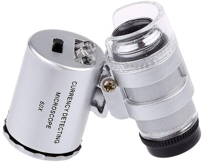 60X Mini Microscoop Juwelier Loep Lens Verlicht Vergrootglas Glas 3 LED Met UV Licht Lens Loupe