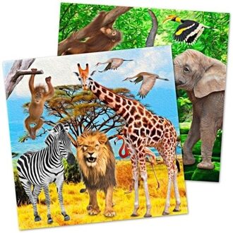 60x Safari/jungle thema servetten 33 cm - Feestservetten Multikleur