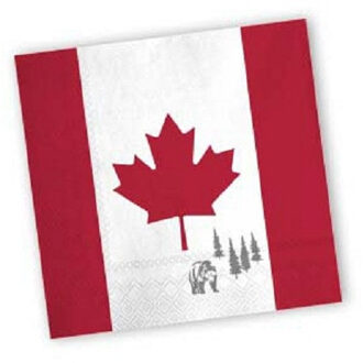 60x stuks Canada landen vlag thema servetten 33 x 33 cm - Feestservetten Multikleur