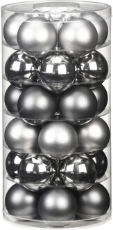 60x stuks glazen kerstballen grijs 6 cm glans en mat - Kerstbal