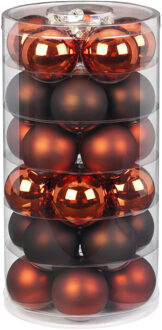 60x stuks glazen kerstballen kastanje bruin 6 cm glans en mat