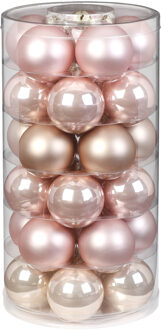 60x stuks glazen kerstballen parel roze 6 cm glans en mat
