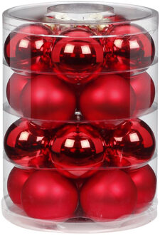 60x stuks glazen kerstballen rood mix 6 cm glans en mat - Kerstbal