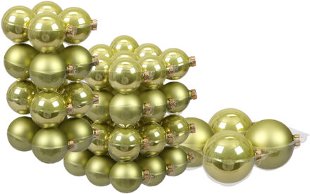 60x stuks glazen kerstballen salie groen (oasis) 6, 8 en 10 cm mat/glans - Kerstbal