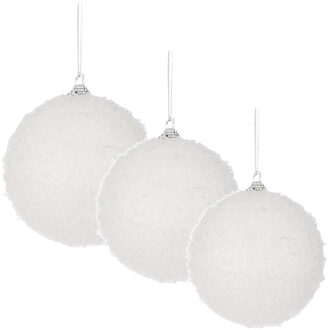 60x stuks kerstversiering witte sneeuw effect kerstballen 5-6-7 cm - Kerstbal