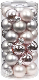 60x stuks kleine glazen kerstballen lichtroze 4 cm - Kerstbal