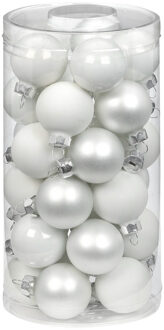 60x stuks kleine glazen kerstballen wit mix 4 cm