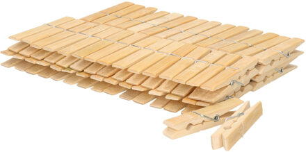 60x Wasknijpers bamboe hout - 7 cm