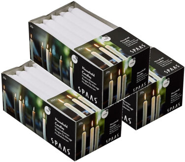 60x Witte huishoudkaarsen 18 cm 6 branduren - Geurloze kaarsen - Dinerkaarsen/tafelkaarsen/kandelaarkaarsen