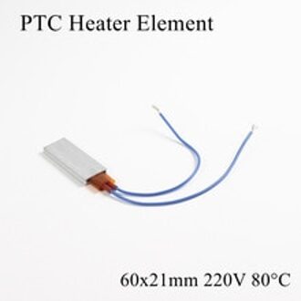 60x21mm 220V 80 Graden Celsius Aluminium PTC Verwarmingselement Constante Thermostaat Thermistor Lucht Verwarming Sensor Met shell 60*21mm