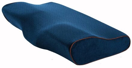 60X40X12Cm Memory Foam Kussen Voor Nekpijn Vlinder Cervicale Kussens Shaped Memory Kussens Ontspannen De cervicale Wervelkolom Trage Rebou marine blauw