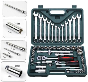 61 Stuk Dopsleutel Set Professionele Auto Reparatie Tool Kit Hardware Toolbox Auto Boot Reparatie Tool